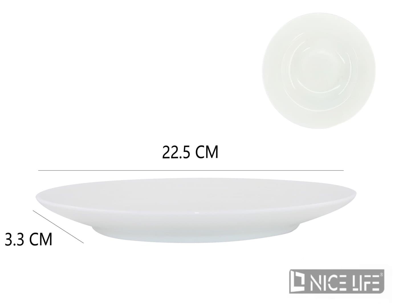 Talerz ceramiczny biały płytki z szerokim rantem