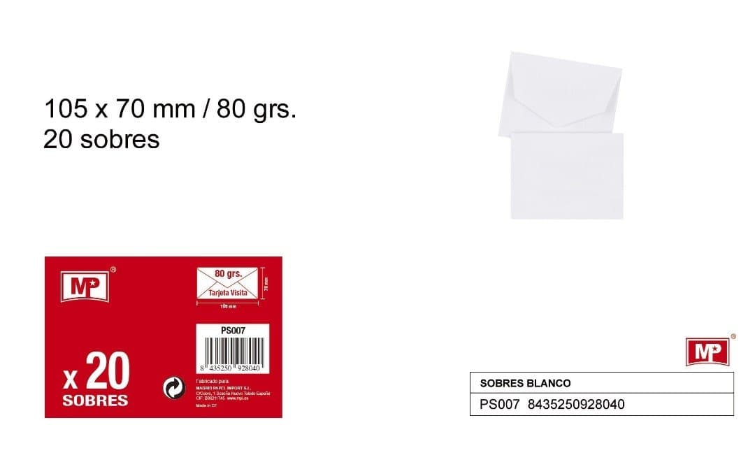 Koperta papierowa biała 105 × 70 mm