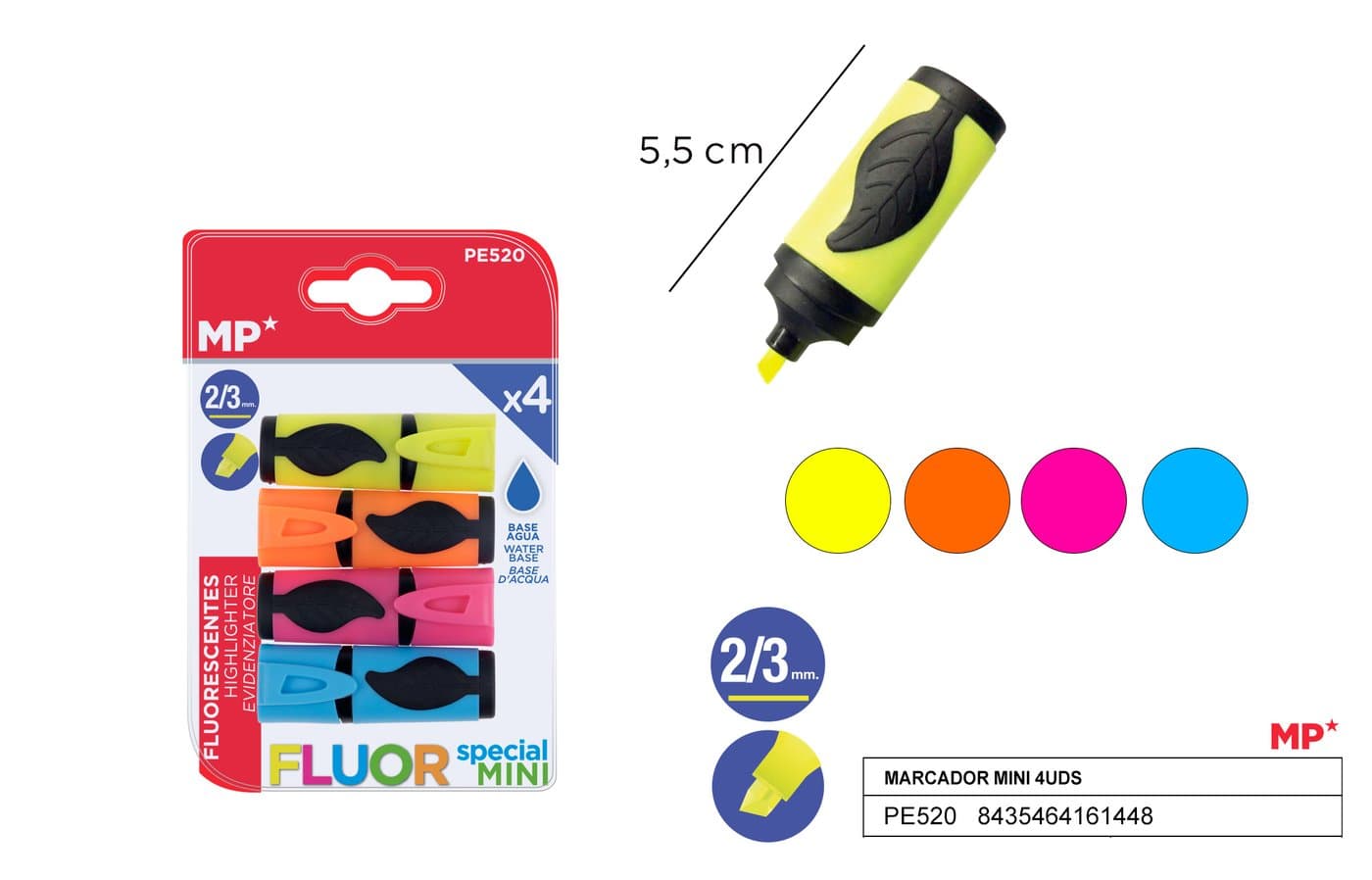 Zakreślacz fluorescencyjny MINI 4 sztopakowanie