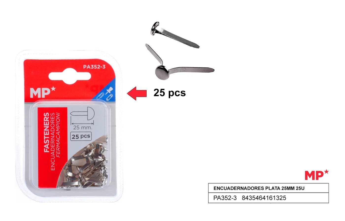 Ćwieki ozdobne srebrne 25mm x 25sztopakowanie