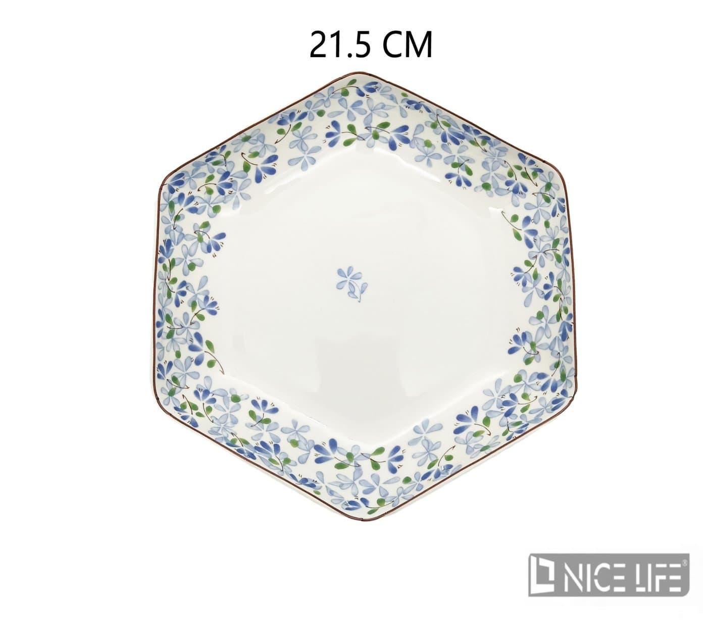 Talerz sześciokątny ceramiczny z kwiatowym wzorem