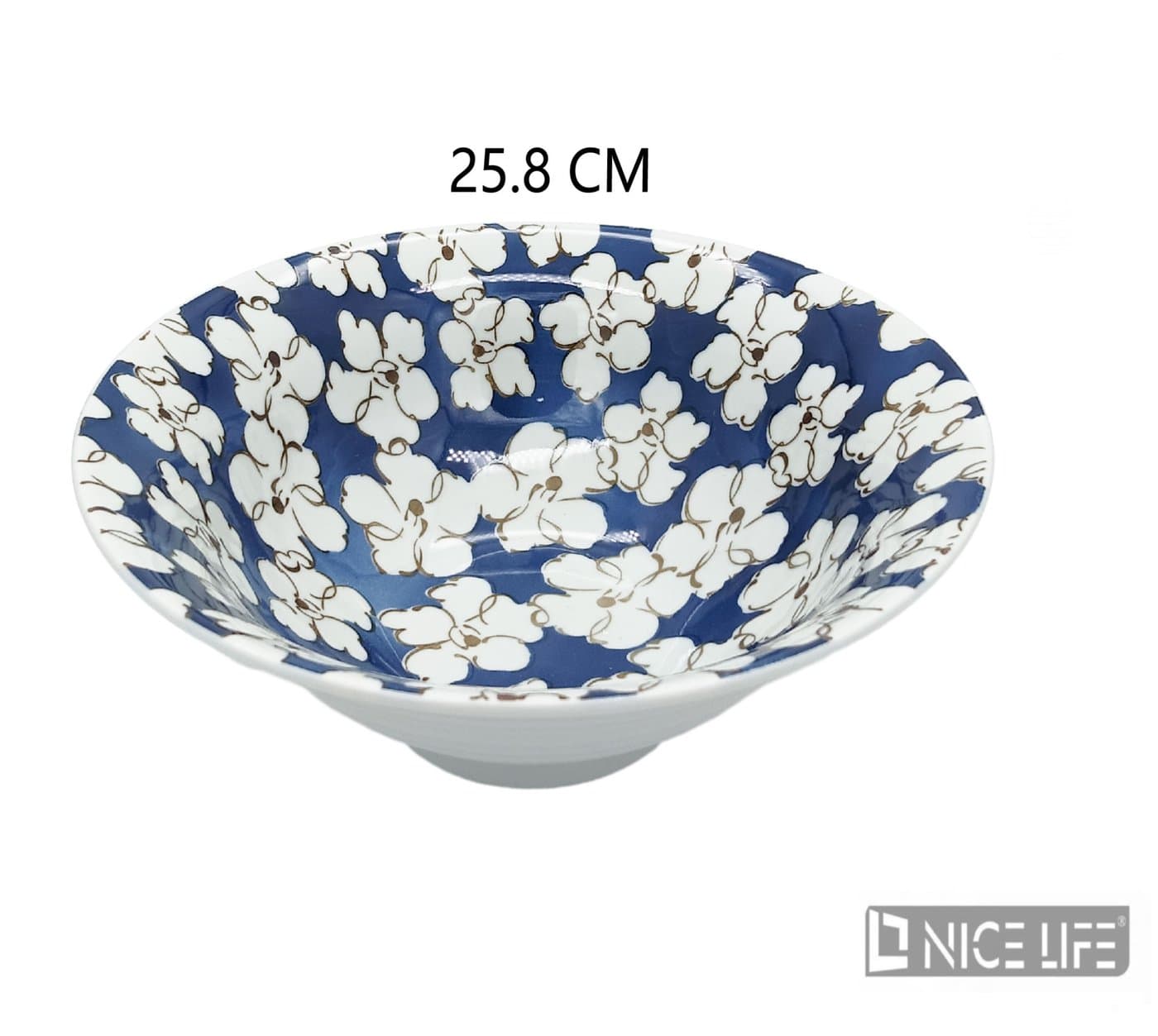 Miska ceramiczna płytka na niskiej podstawie w kwiaty