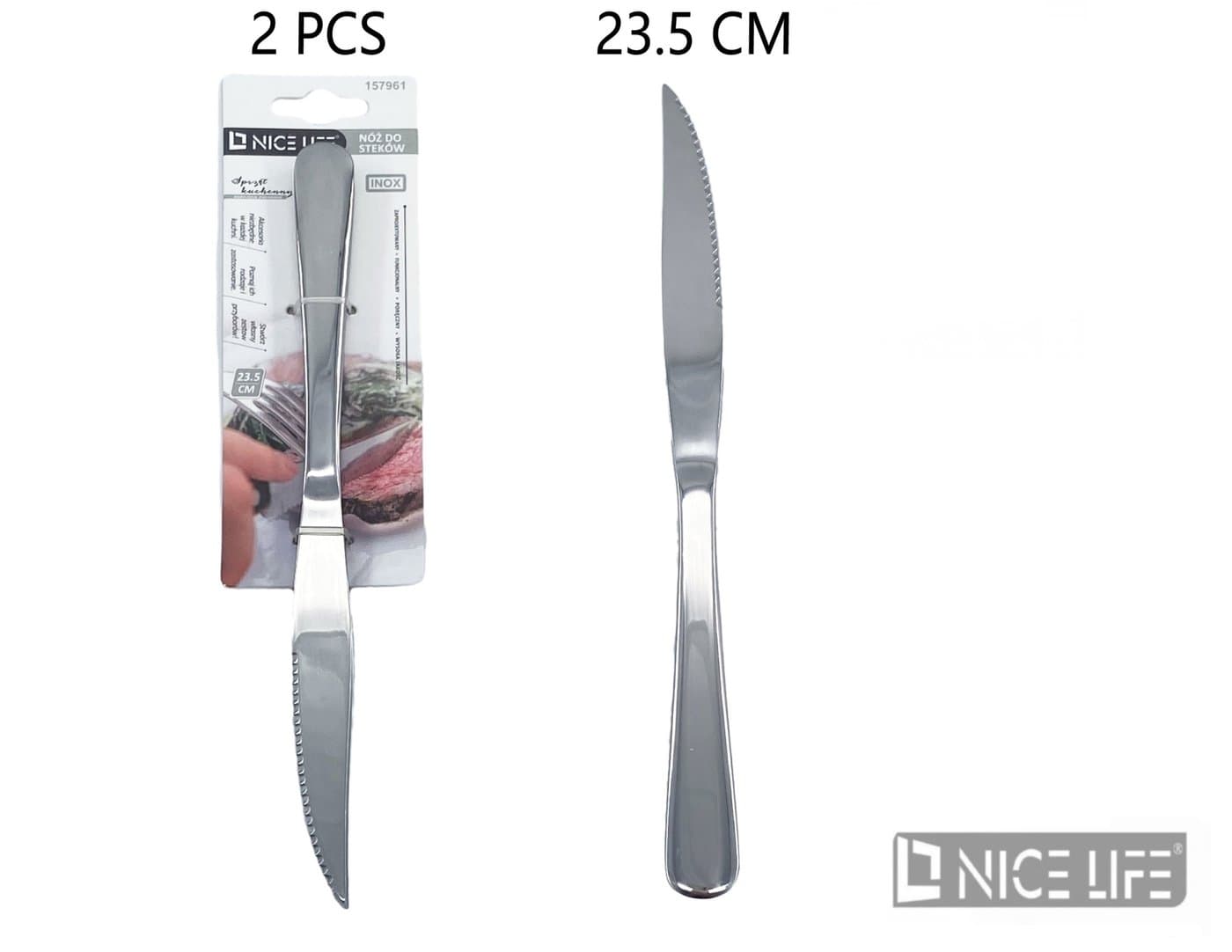 Nóż do steków srebrny z zaokrągloną rękojeścią
