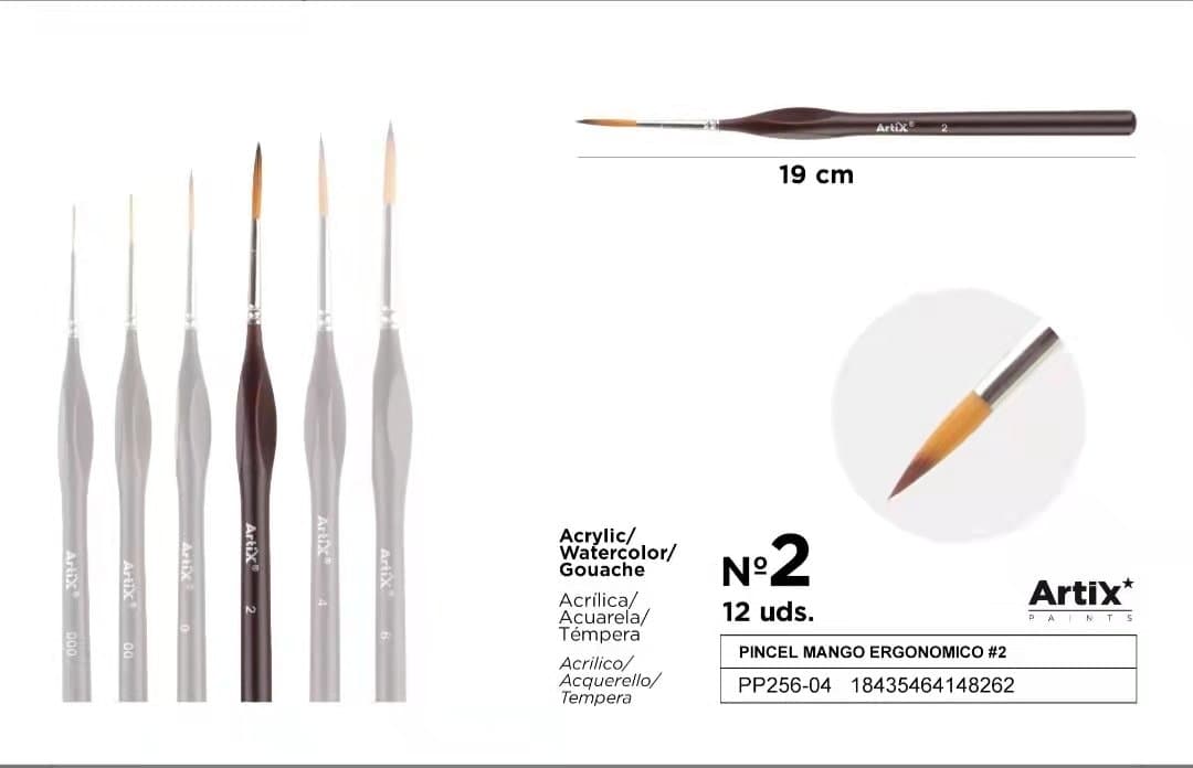 Pędzel ergonomiczny malarski cienki liniowy 2#