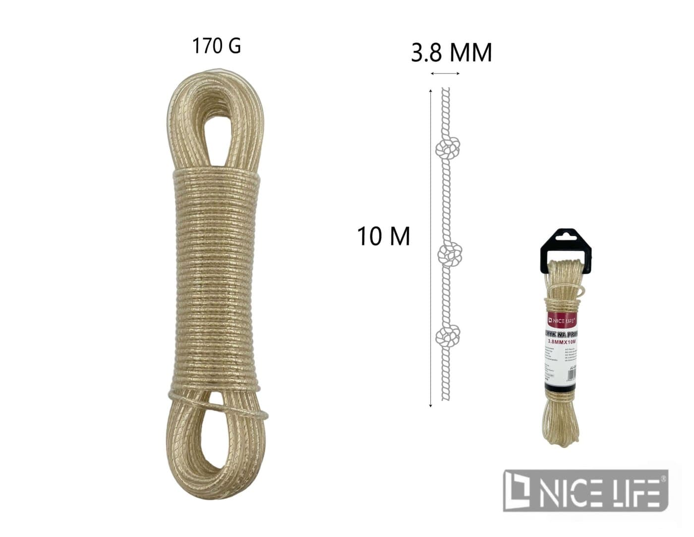 Linka na pranie stalowa w powłoce PVC 3,8 mm × 10 m