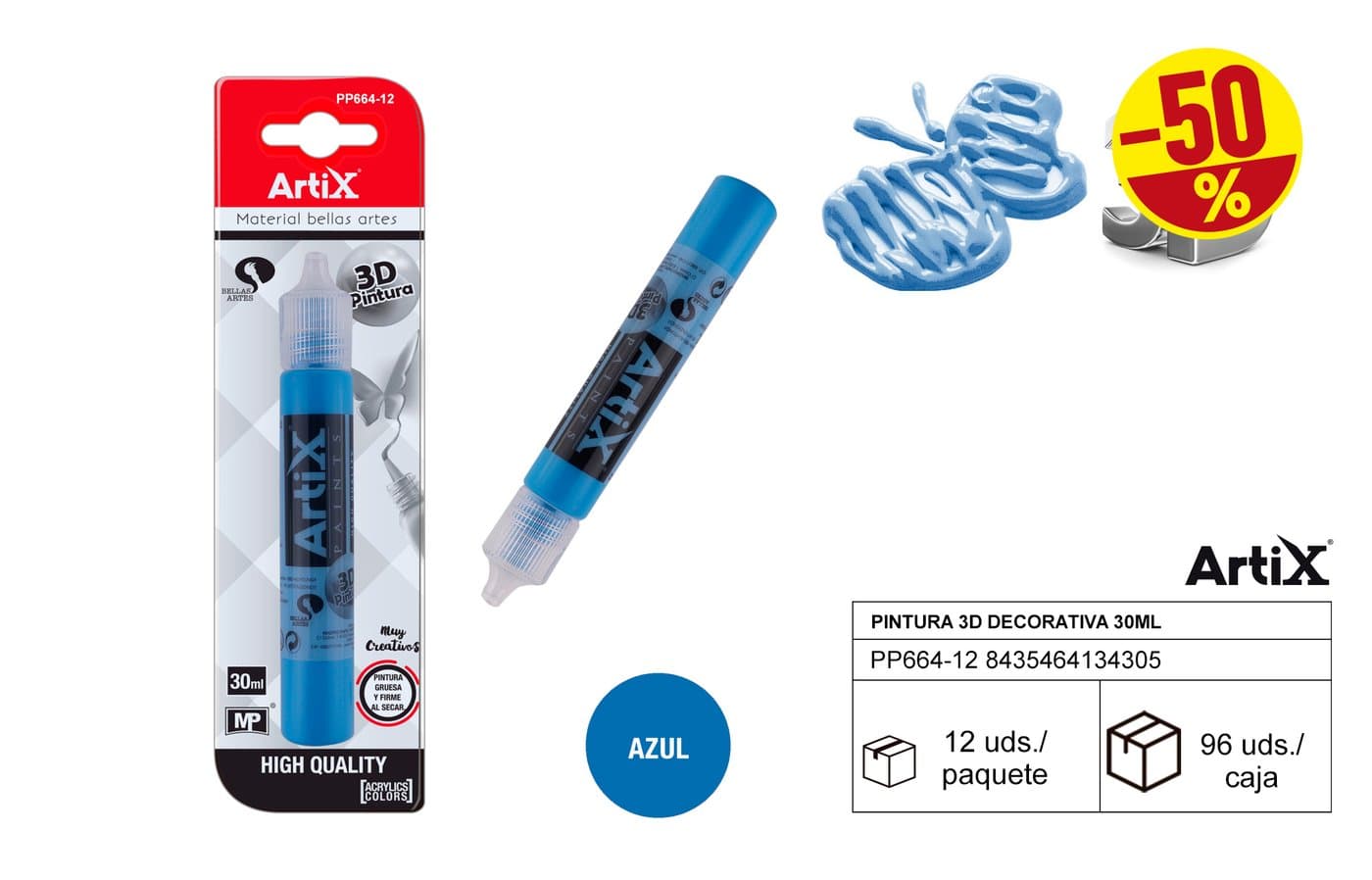 Farba dekoracyjna 3D 30 ml niebieska
