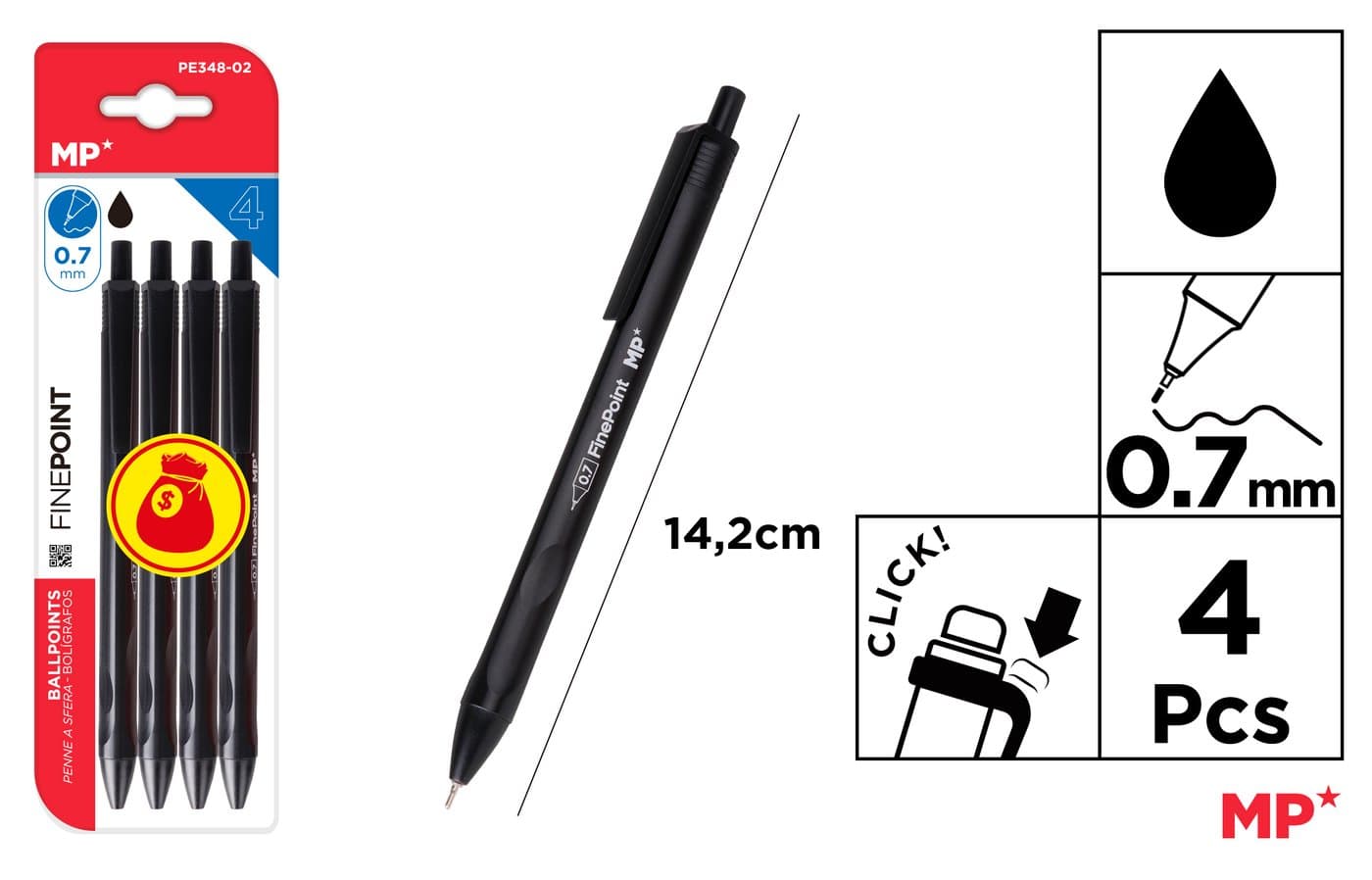 DŁUGOPIS OLEJOWY 0,7 mm CZARNY