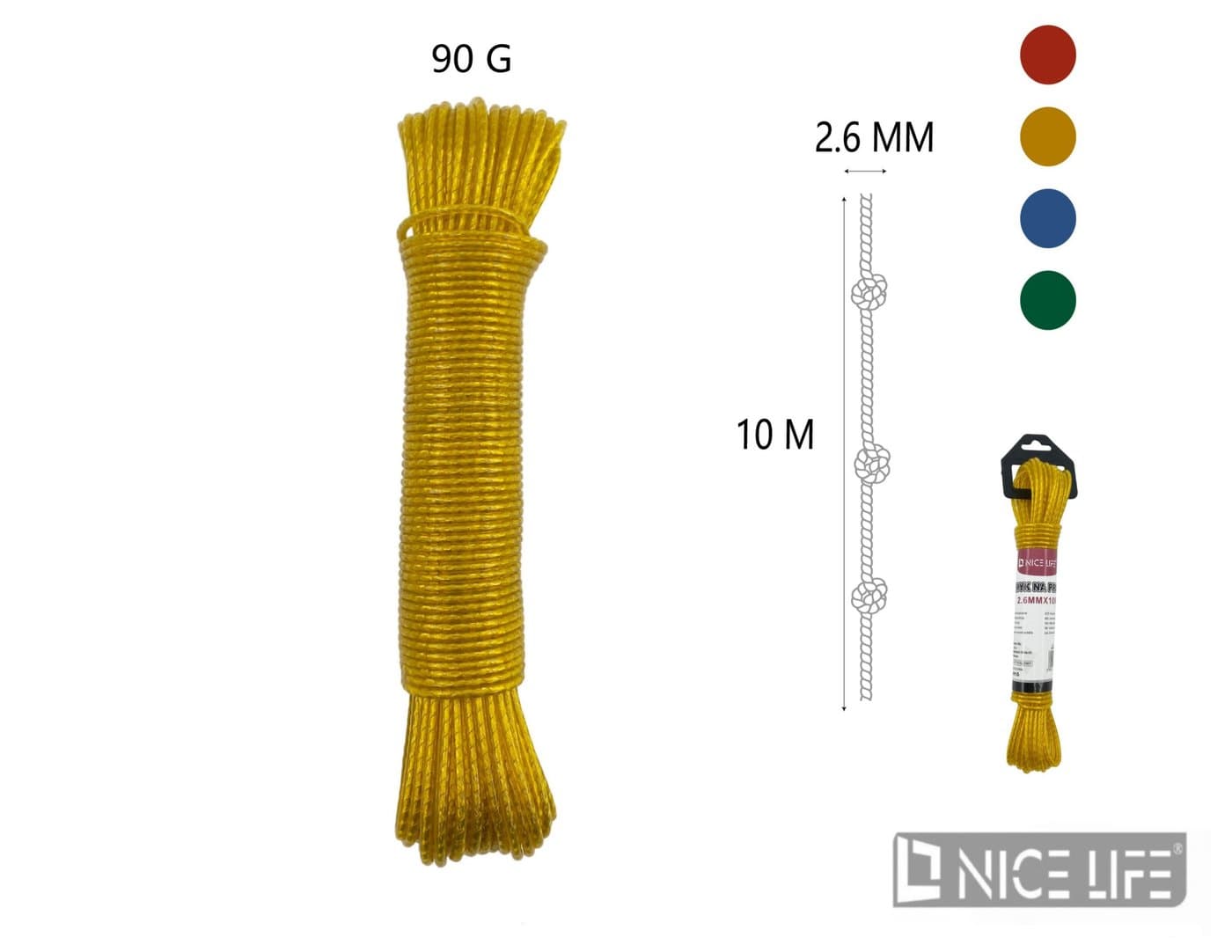 Żemyk na pranie stalowy w powłoce PVC 2,6 mm × 10 m