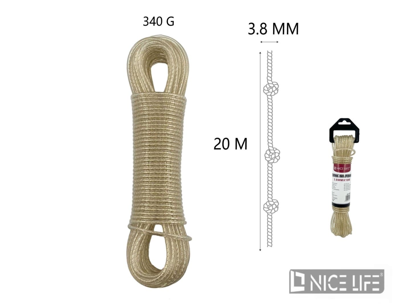 Linka na pranie stalowa w powłoce PVC 3,8 mm × 20 m