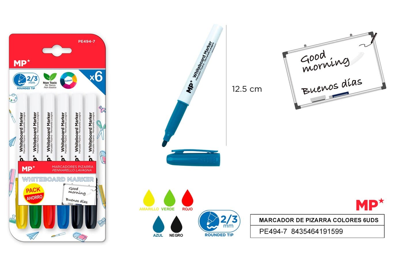 Markery suchościeralne żółty, zielony, czerwony, niebieski, czarny