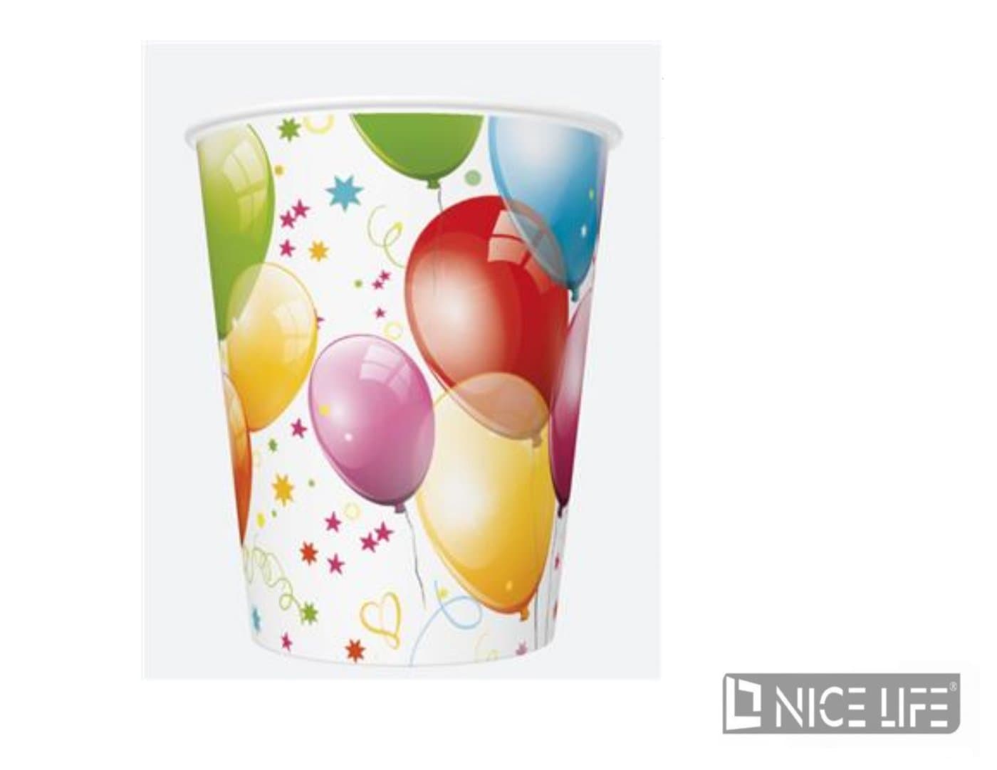 Kubeczki papierowe 250 ml z nadrukiem balonów