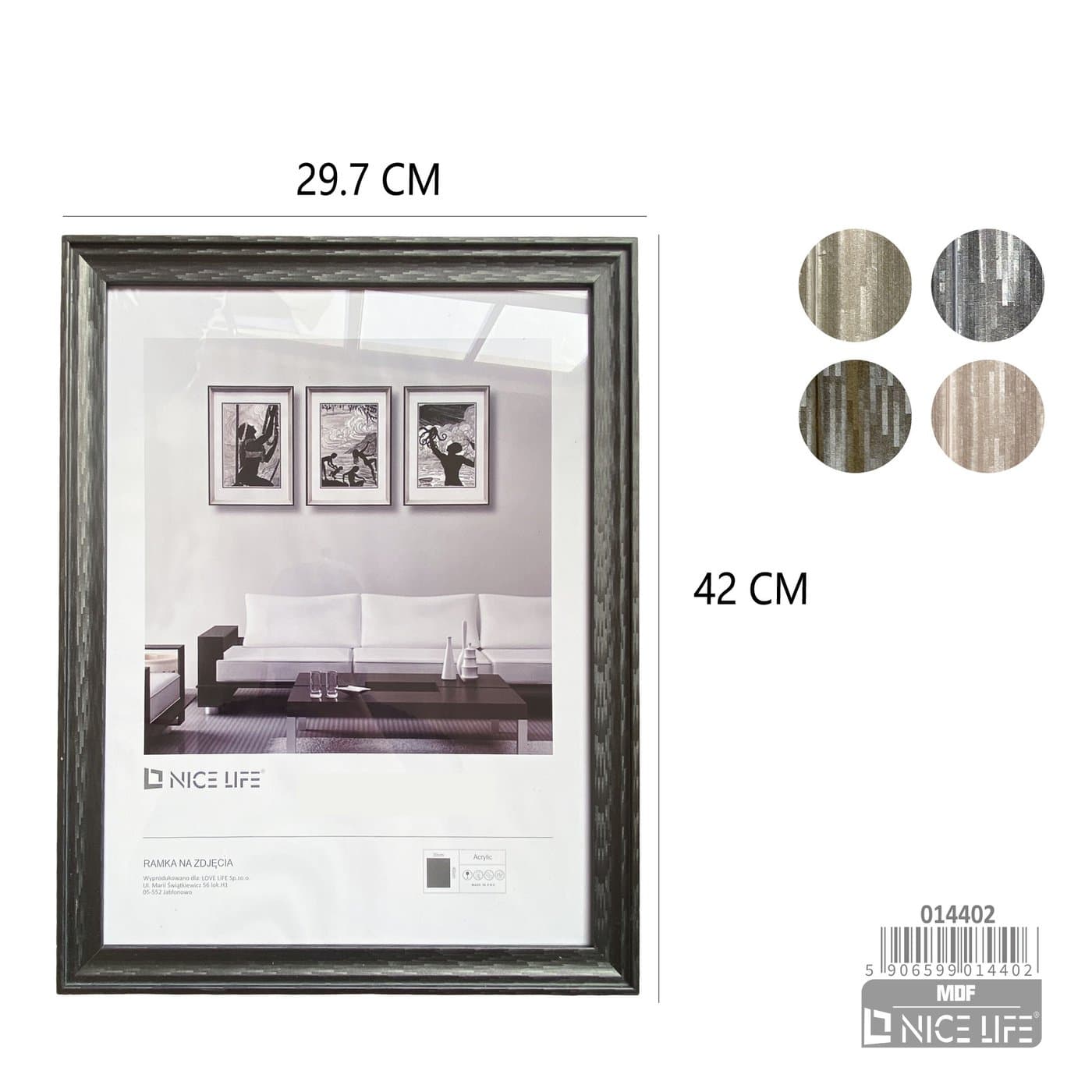 Ramka na zdjęcia do ekspozycji fotografii, 4 warianty kolorystyczne