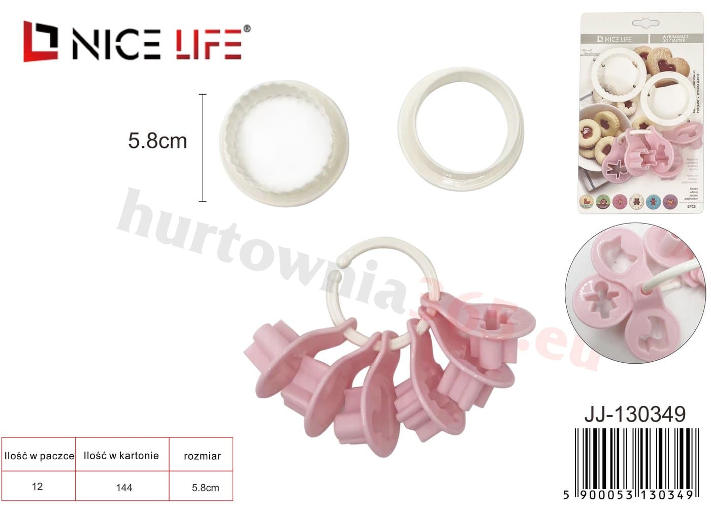 Końcówki plastikowe do dekoracji tortów białe i różowe