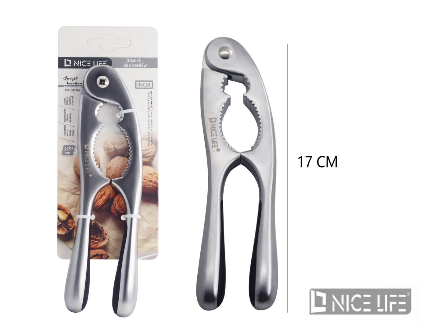 Dziadek do orzechów metalowy srebrny 17 cm