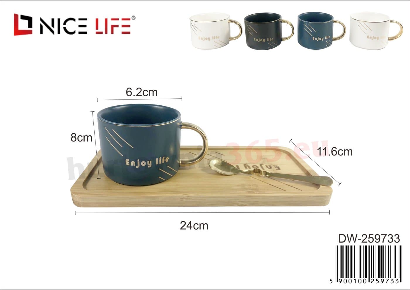 Kubek ceramiczny z uchem ze złotym zdobieniem