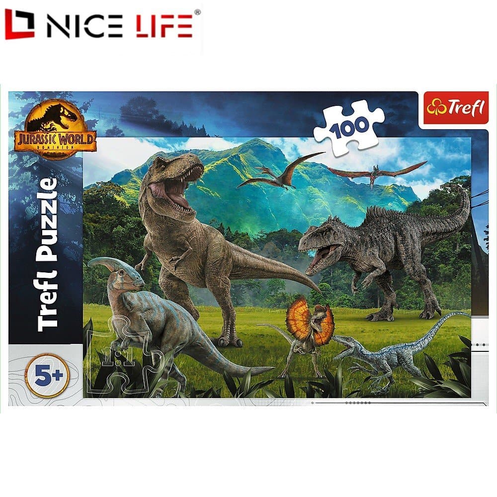 Puzzle 100-elementowe z dinozaurami