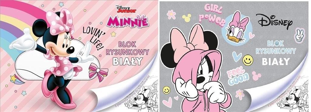 BLOK RYSUNKOWY BIAŁY A4/20k. z pierwszą stroną do kolorowania MINNIE MOUSE
