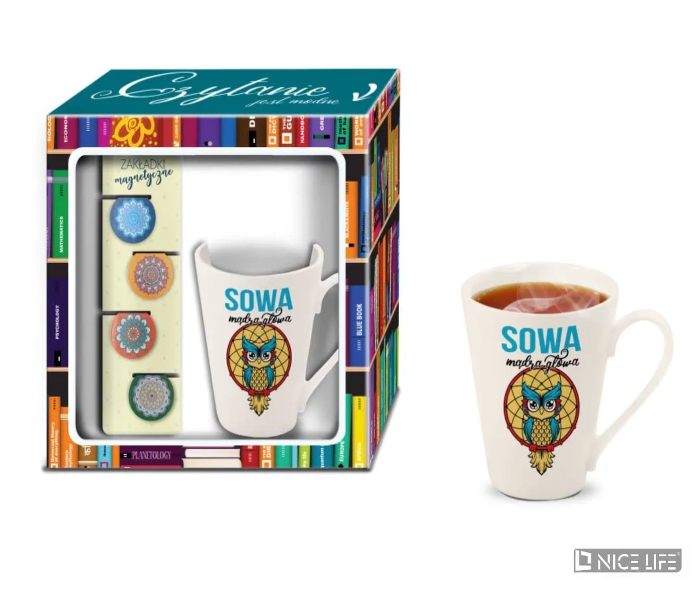 Kubek NBC Skos 300ml plus zakładka - Sowa mądra głowa