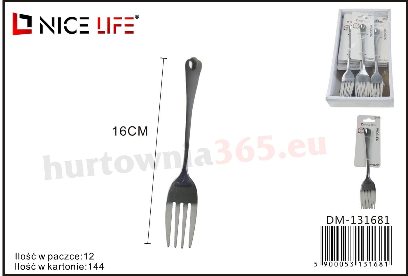 Widelec stołowy czterozębny z ozdobną metalową rękojeścią
