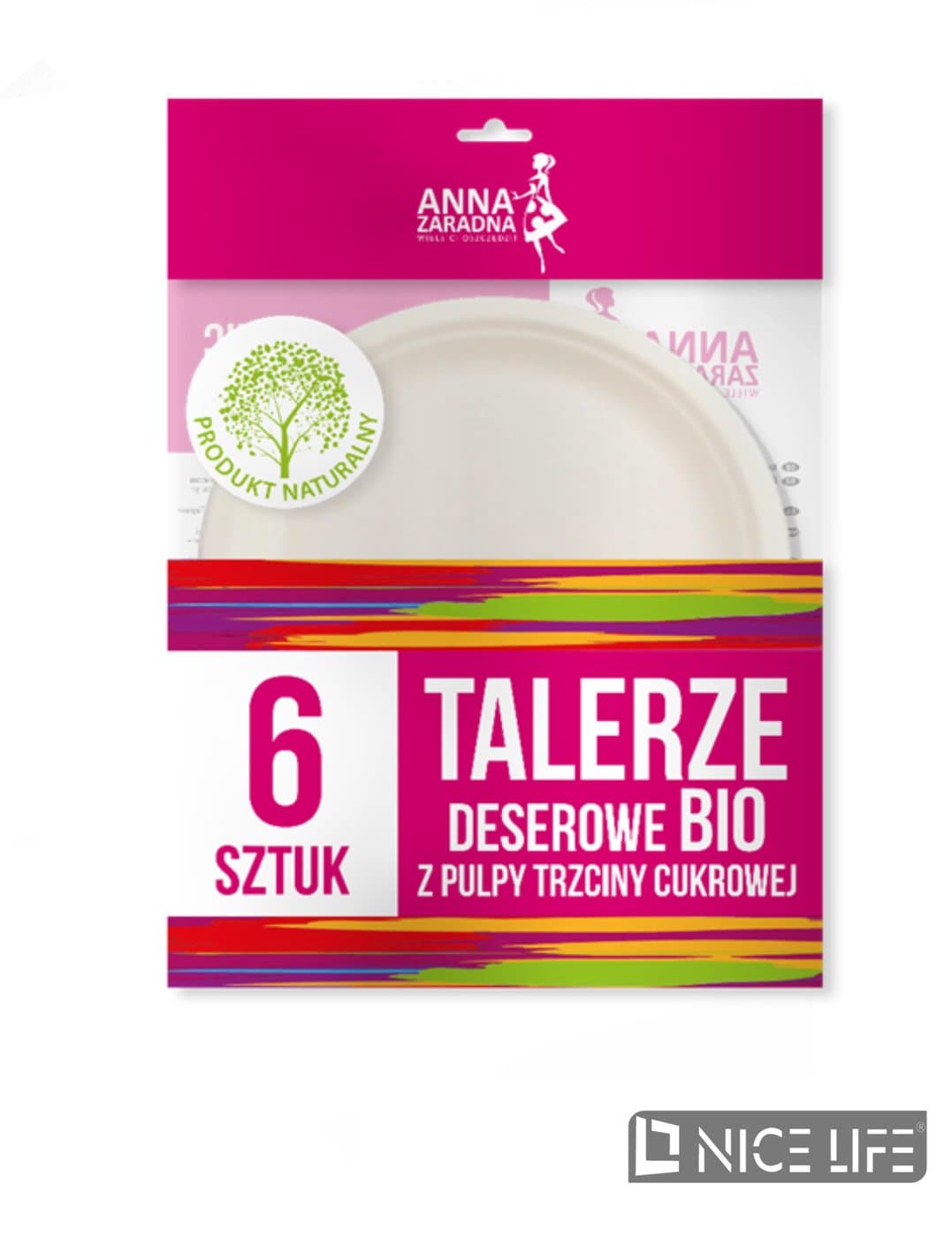 AZ Talerze deserowe BIO z pulpy trzciny cukrowej 6szt