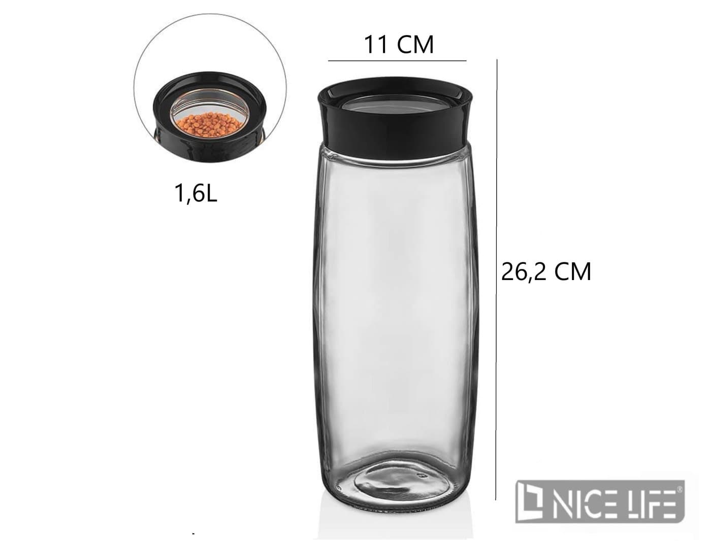 Słoik szklany 1,6 l z czarną zakrętką