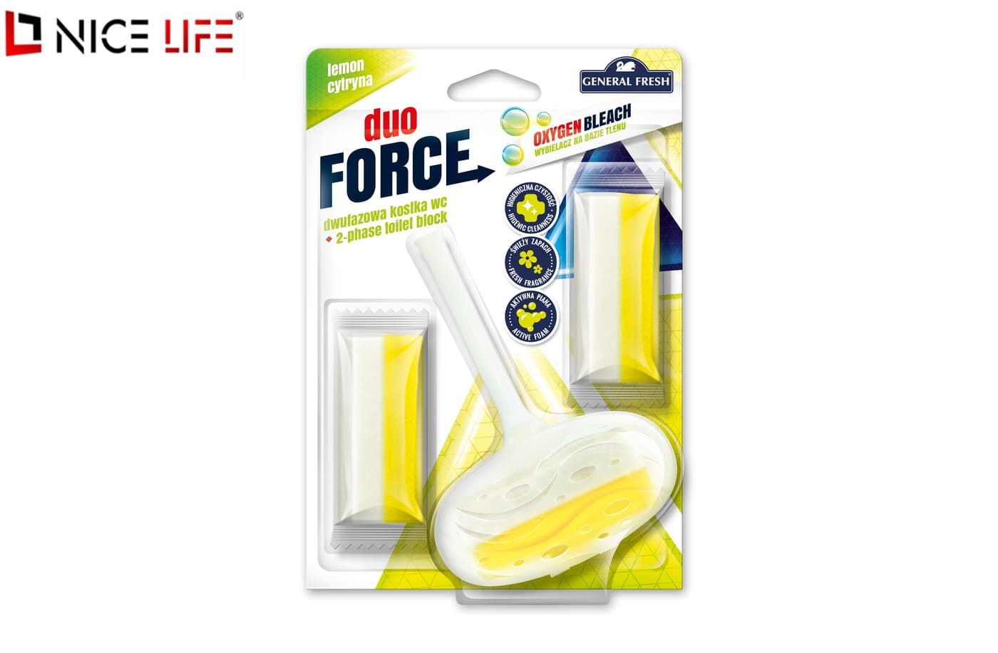 Kostka wc dwufazowa - Duo-Force PLUS 2x zapas CYTRYNA