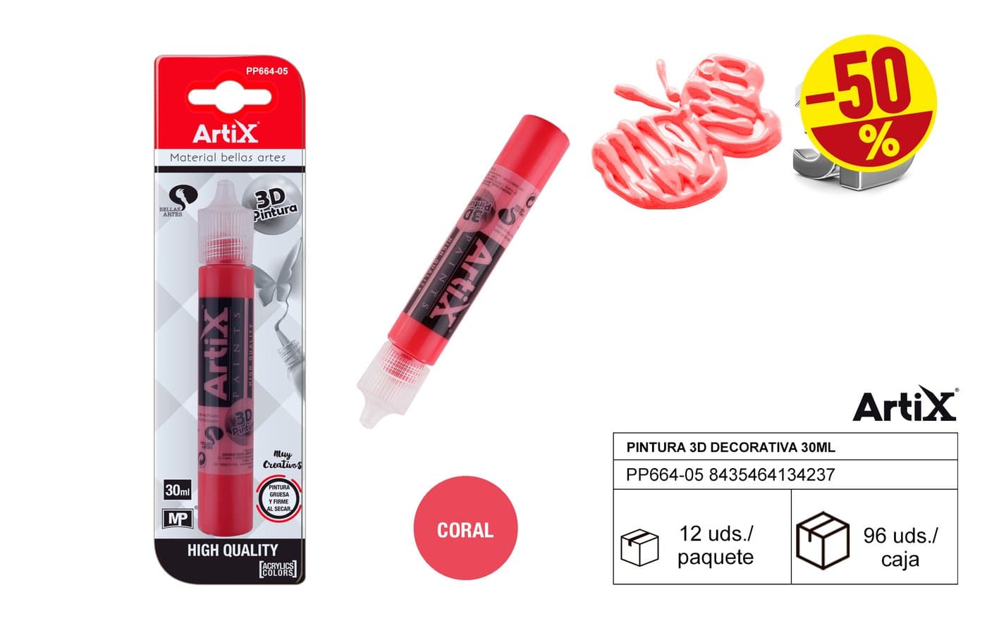 Farba dekoracyjna 3D 30 ml koralowa