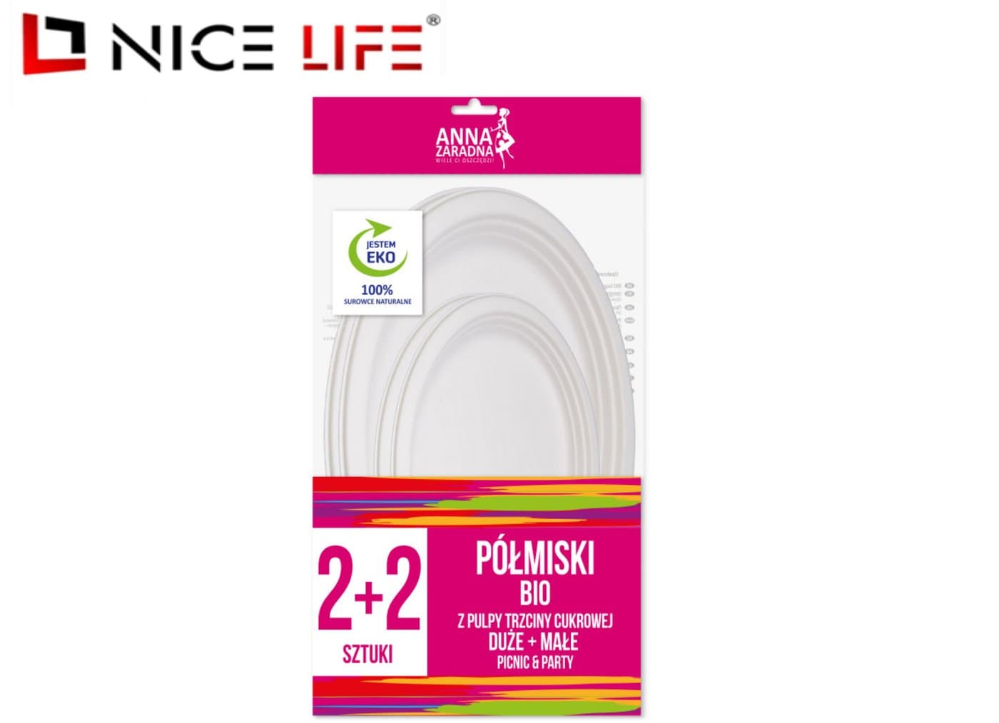 Półmiski BIO z pulpy trzciny cukrowej duże 2 szt i małe 2 szt