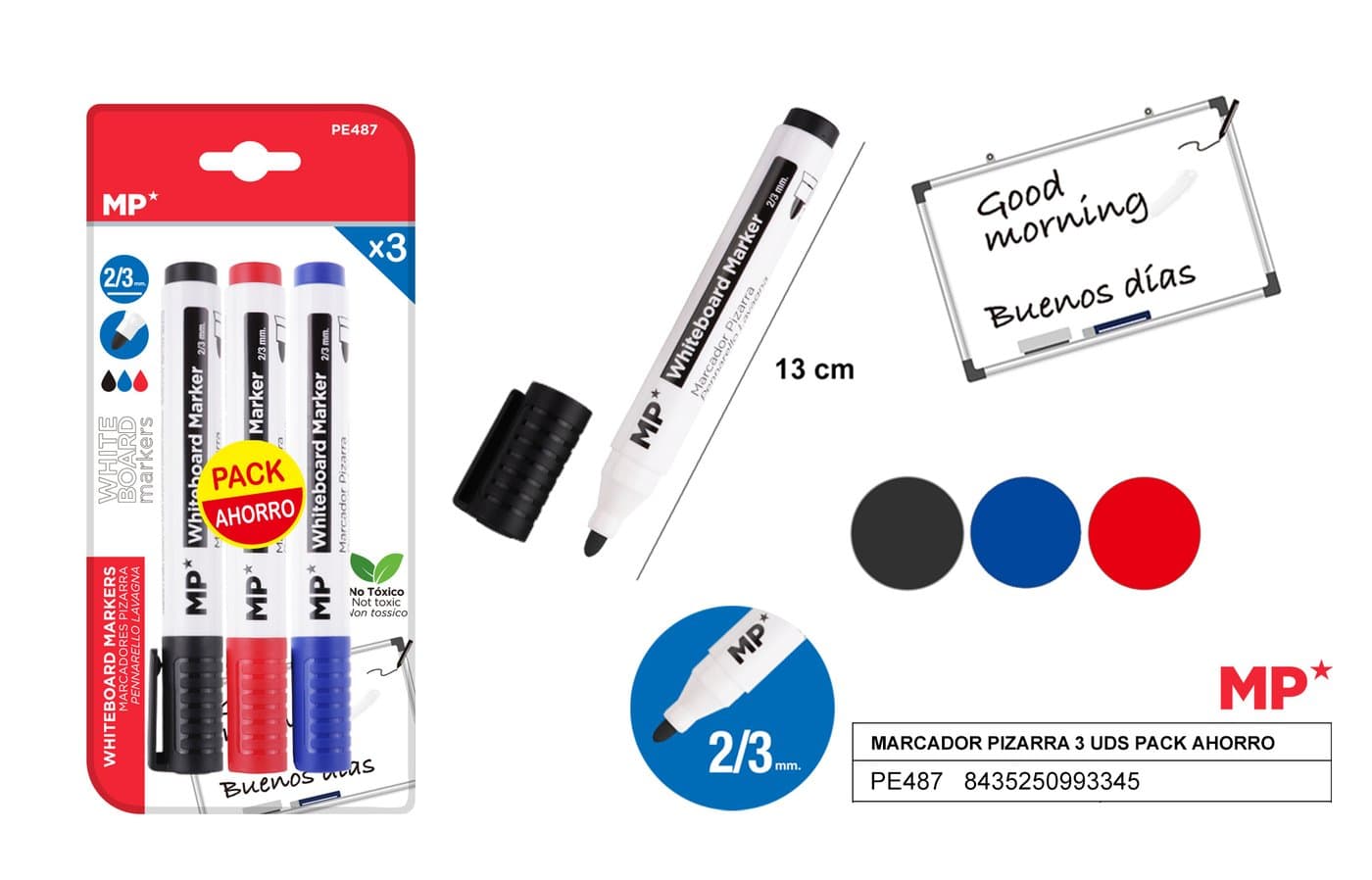 Zestaw markerów do tablic suchościeralnych 2–3 mm