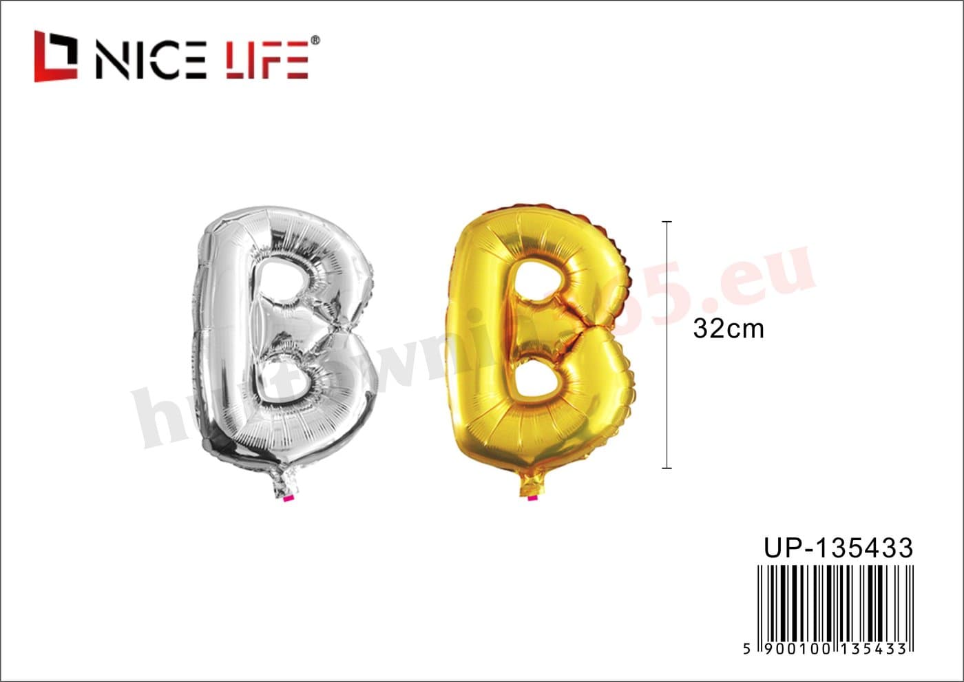 Balon foliowy w kształcie litery B złoty i srebrny