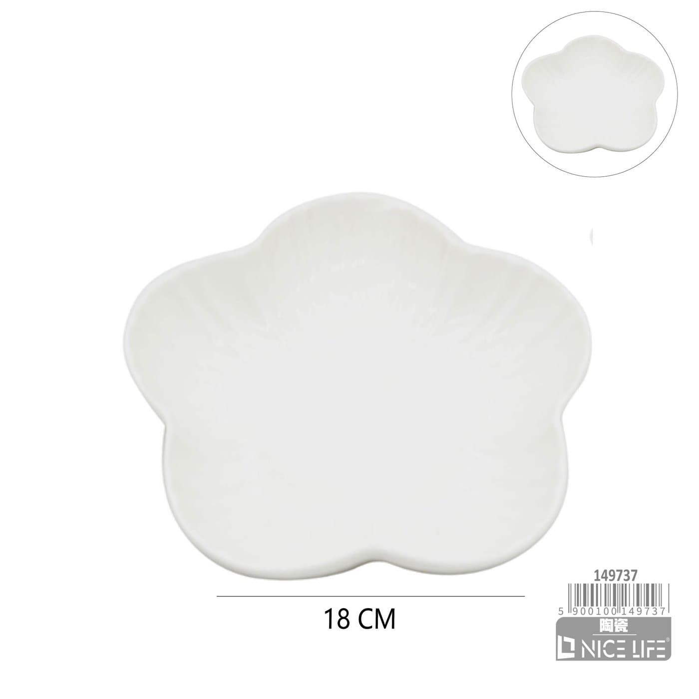 Talerz ceramiczny biały w kształcie kwiatu