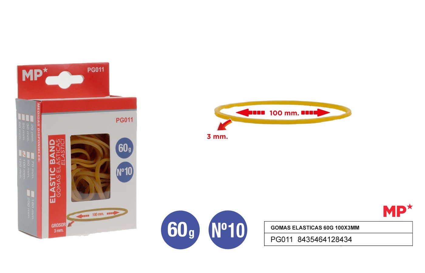 Gumki recepturki żółte 60 g, 100 × 3 mm