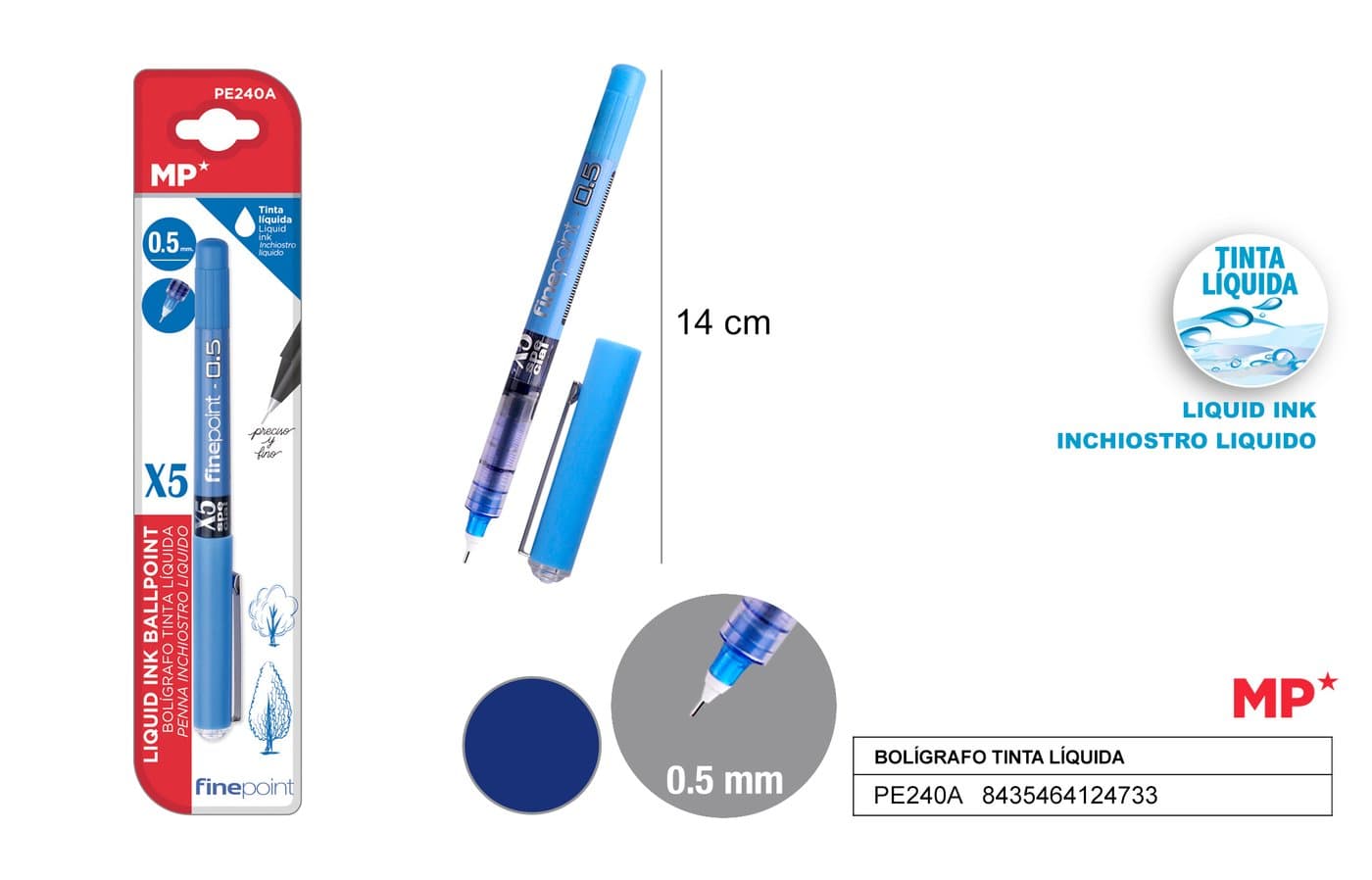 Cienkopis 0.5MM niebieski
