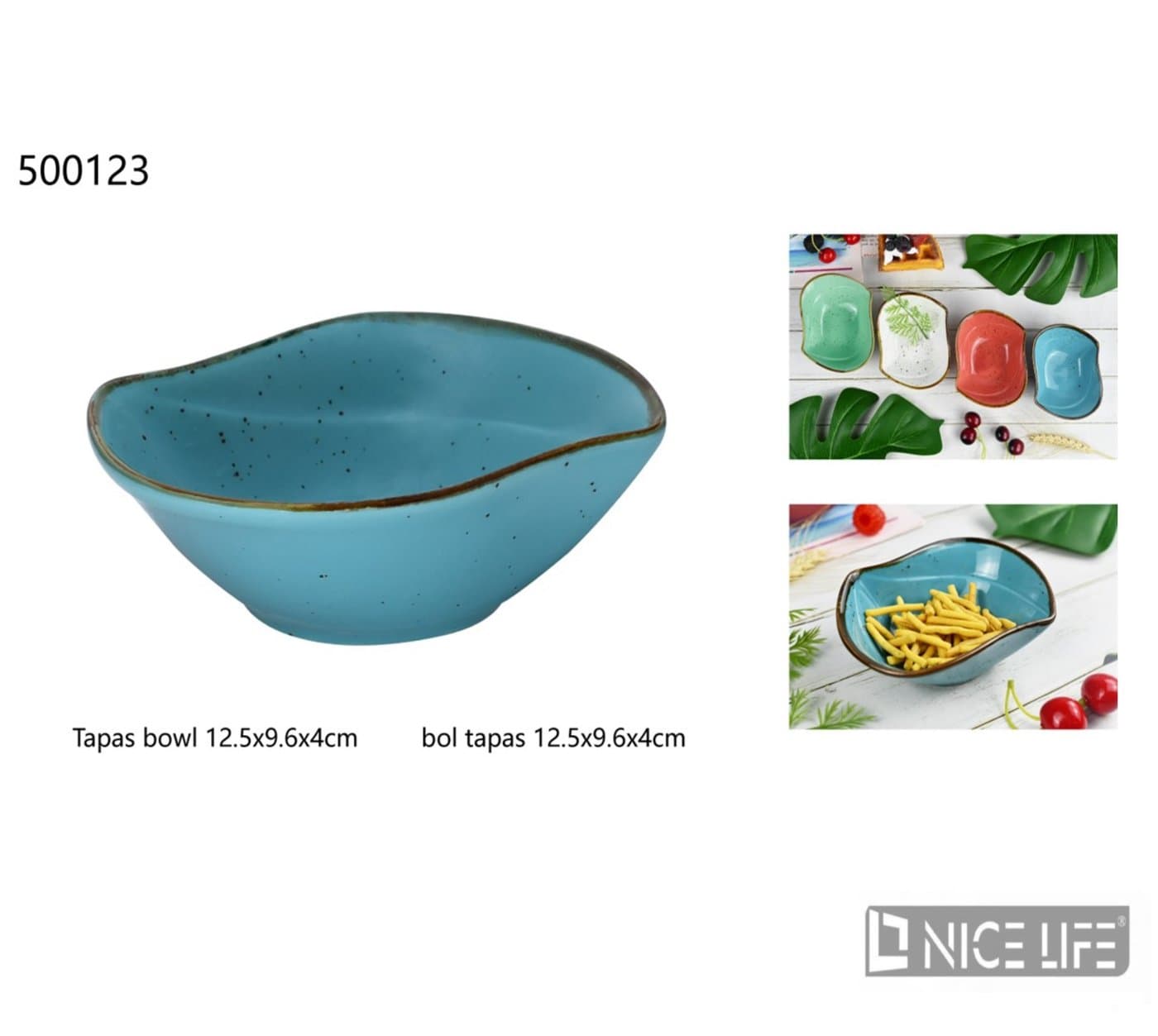 Miska ceramiczna asymetryczna z ciemnym nakrapianiem