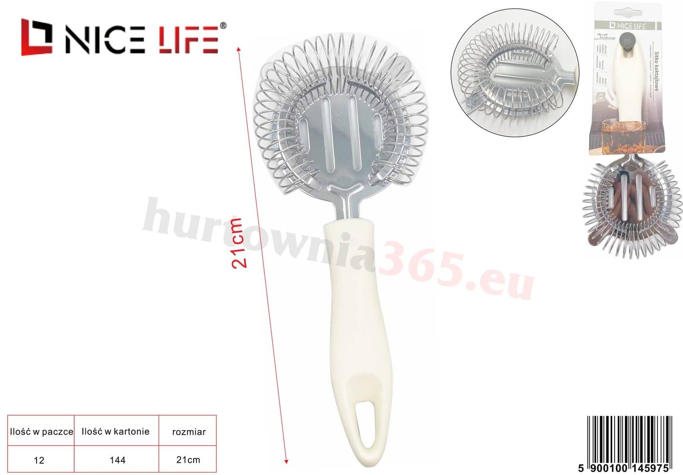 Sitko barmańskie sprężynowe z kremową plastikową rączką