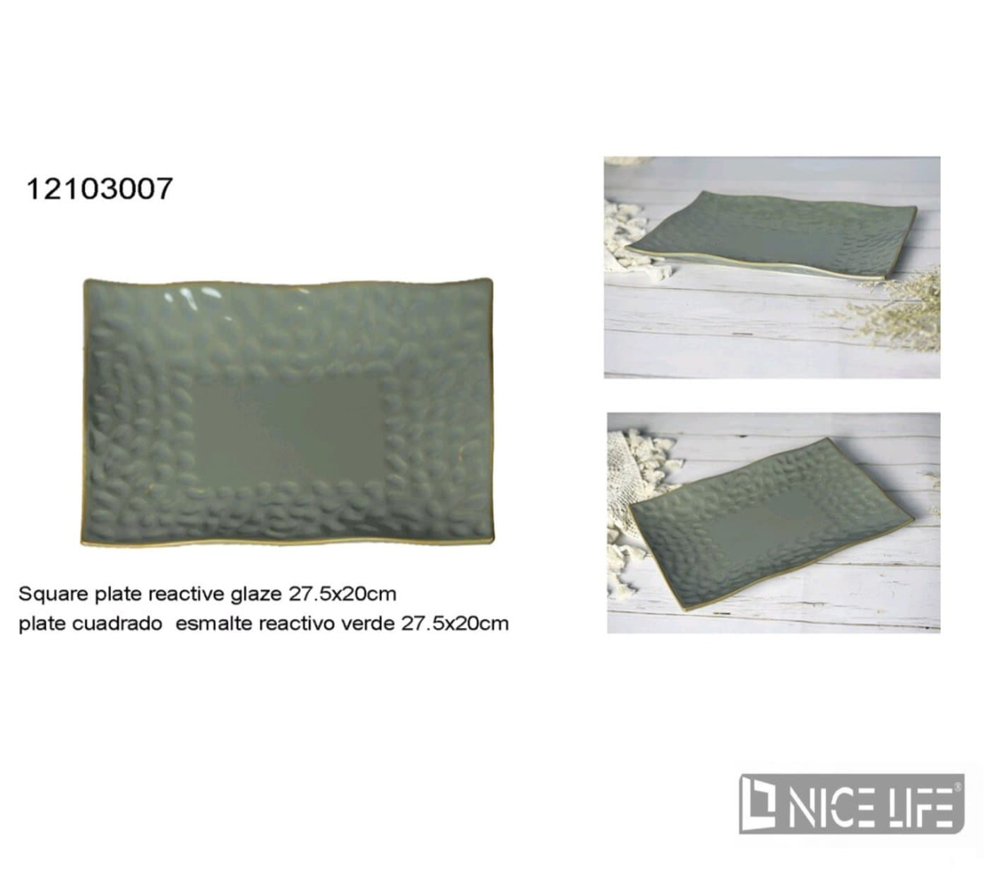 Talerz ceramiczny zielony 27,5 × 20 cm, nieregularna krawędź