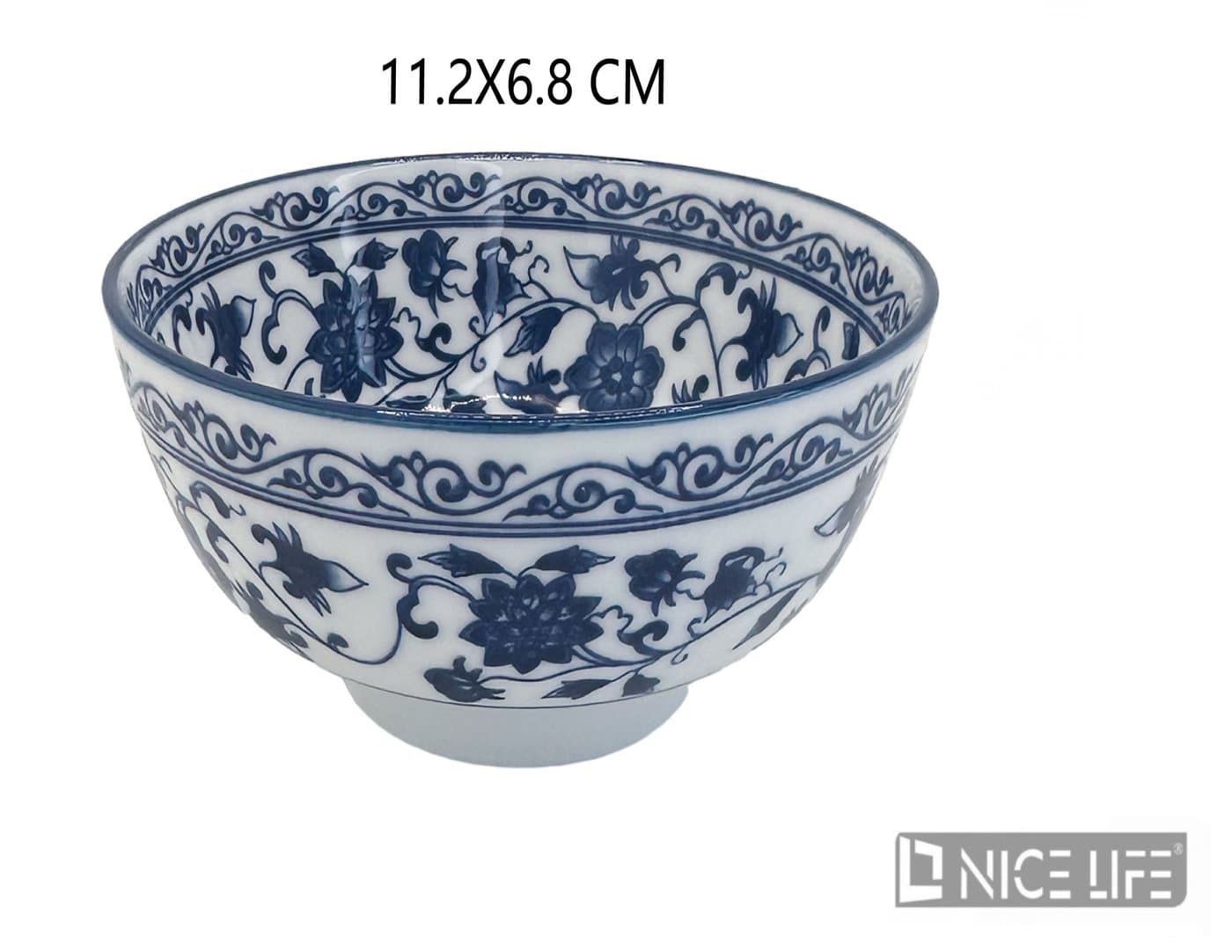 Miseczka ceramiczna biała w niebieski wzór kwiatowo-roślinny