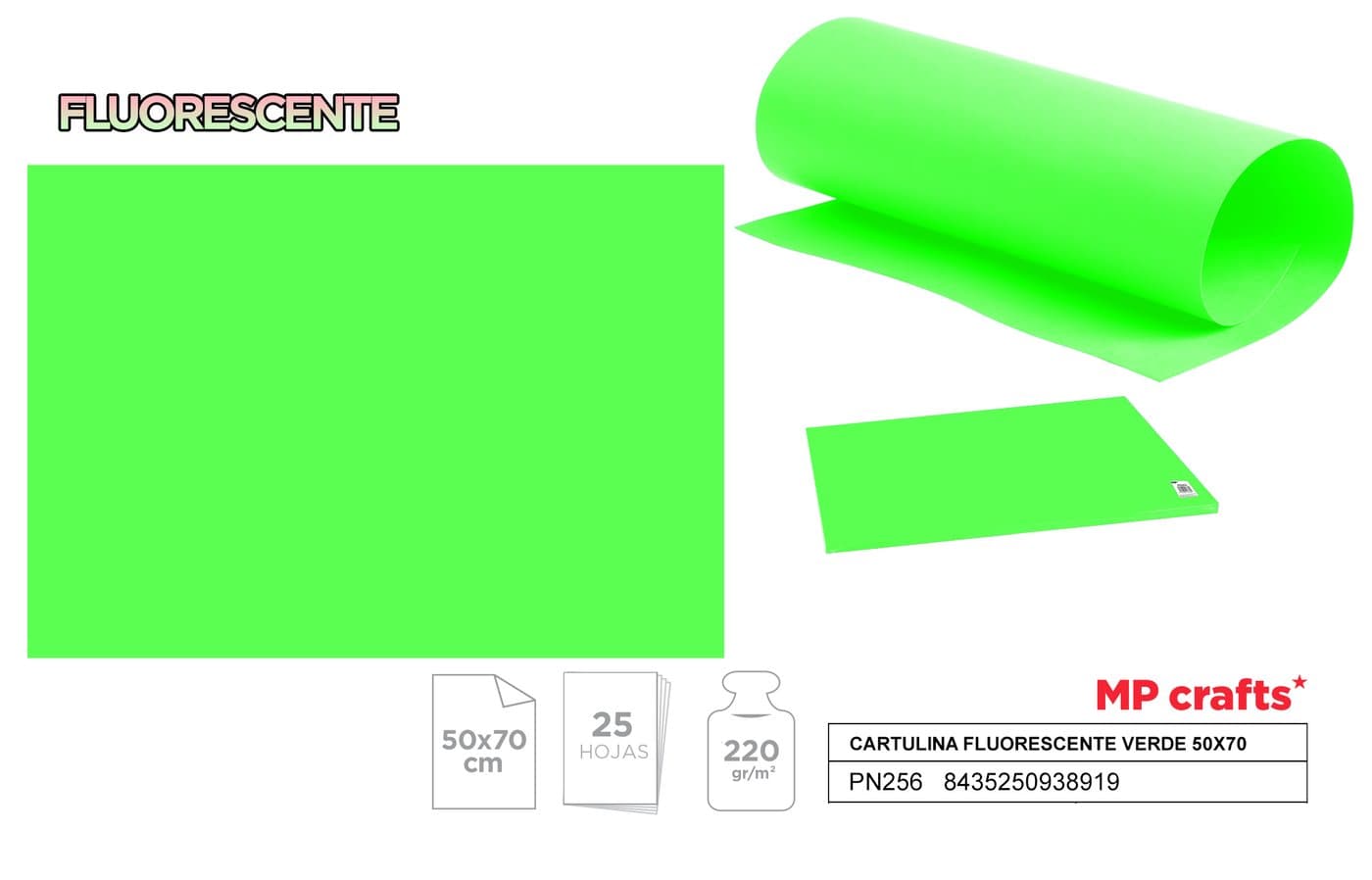 Papier techniczny fluorescencyjny zielony 50 × 70 cm
