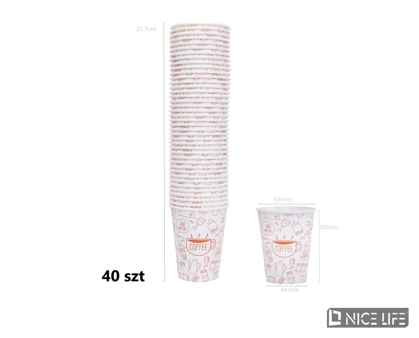Kubeczki papierowe 210 ml (40 szt) - KAPPUCINO
