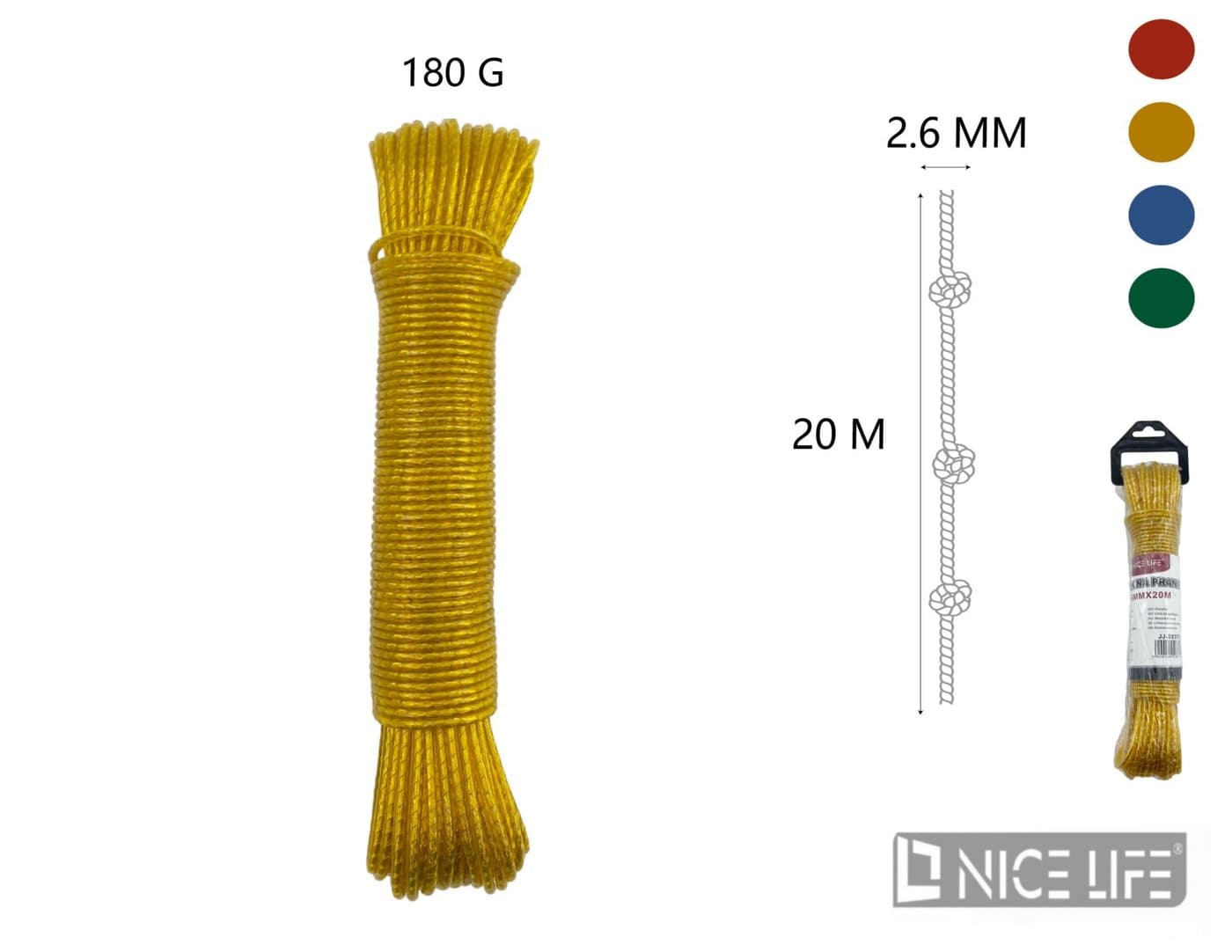 Żemyk na pranie stalowy w powłoce PVC 2,6 mm × 20 m