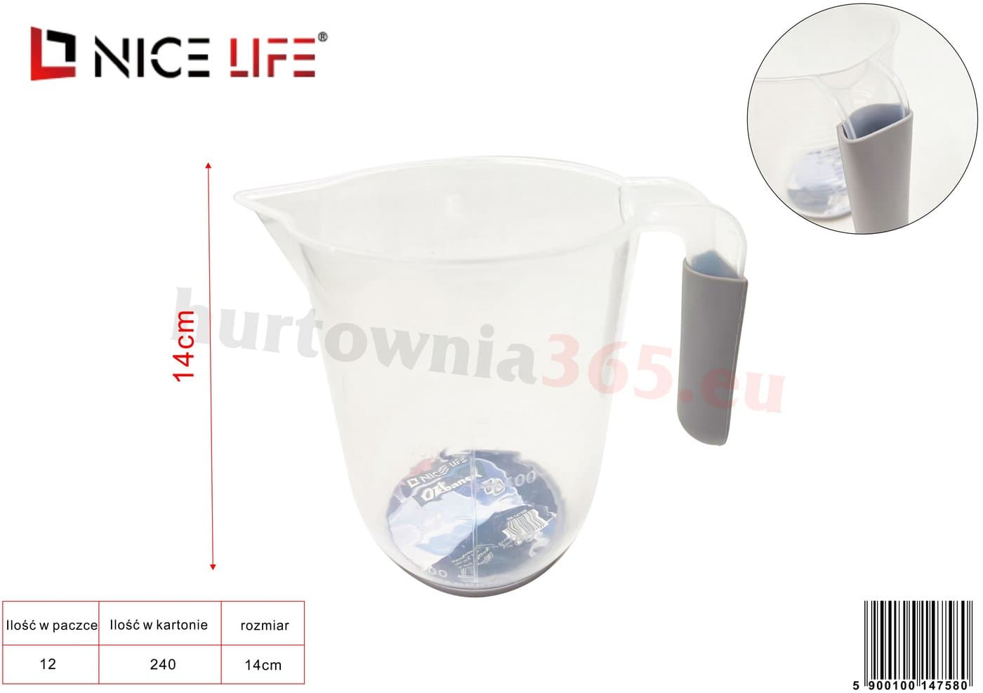 Dzbanek plastikowy półprzezroczysty 1000 ml