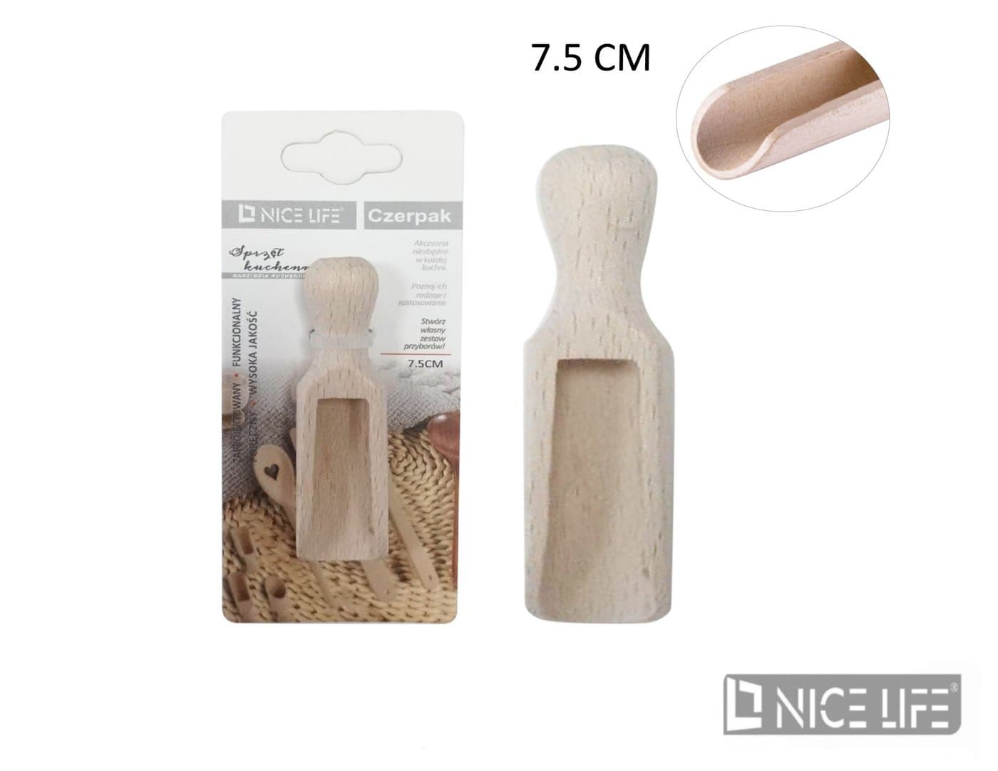 Czerpak drewniany do produktów sypkich 7,5 cm