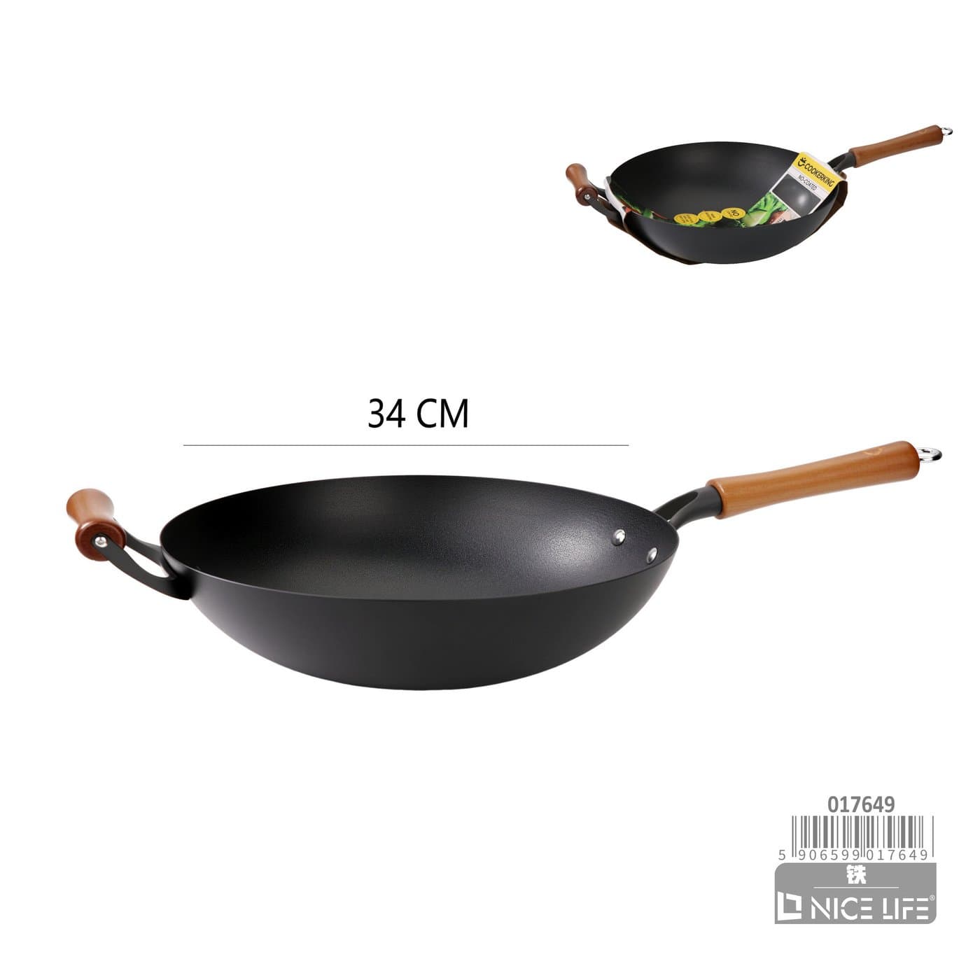 Wok żeliwny tradycyjny 34 cm