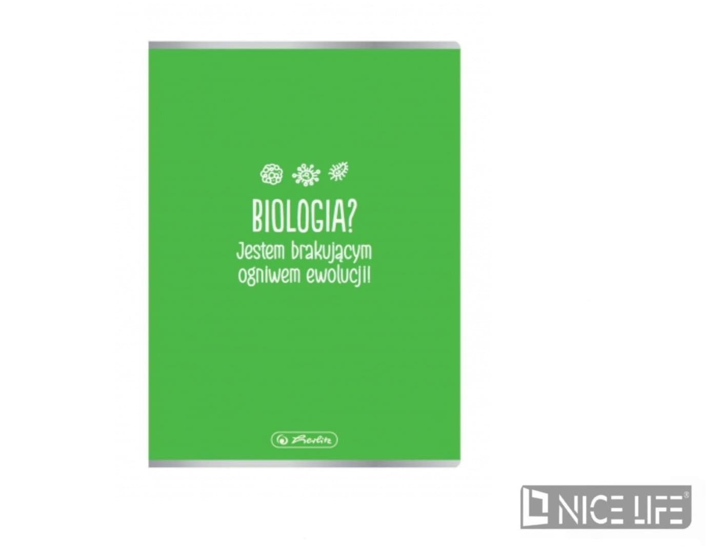 Zeszyt w kratkę A5, 60 kartek, do biologii, zielony