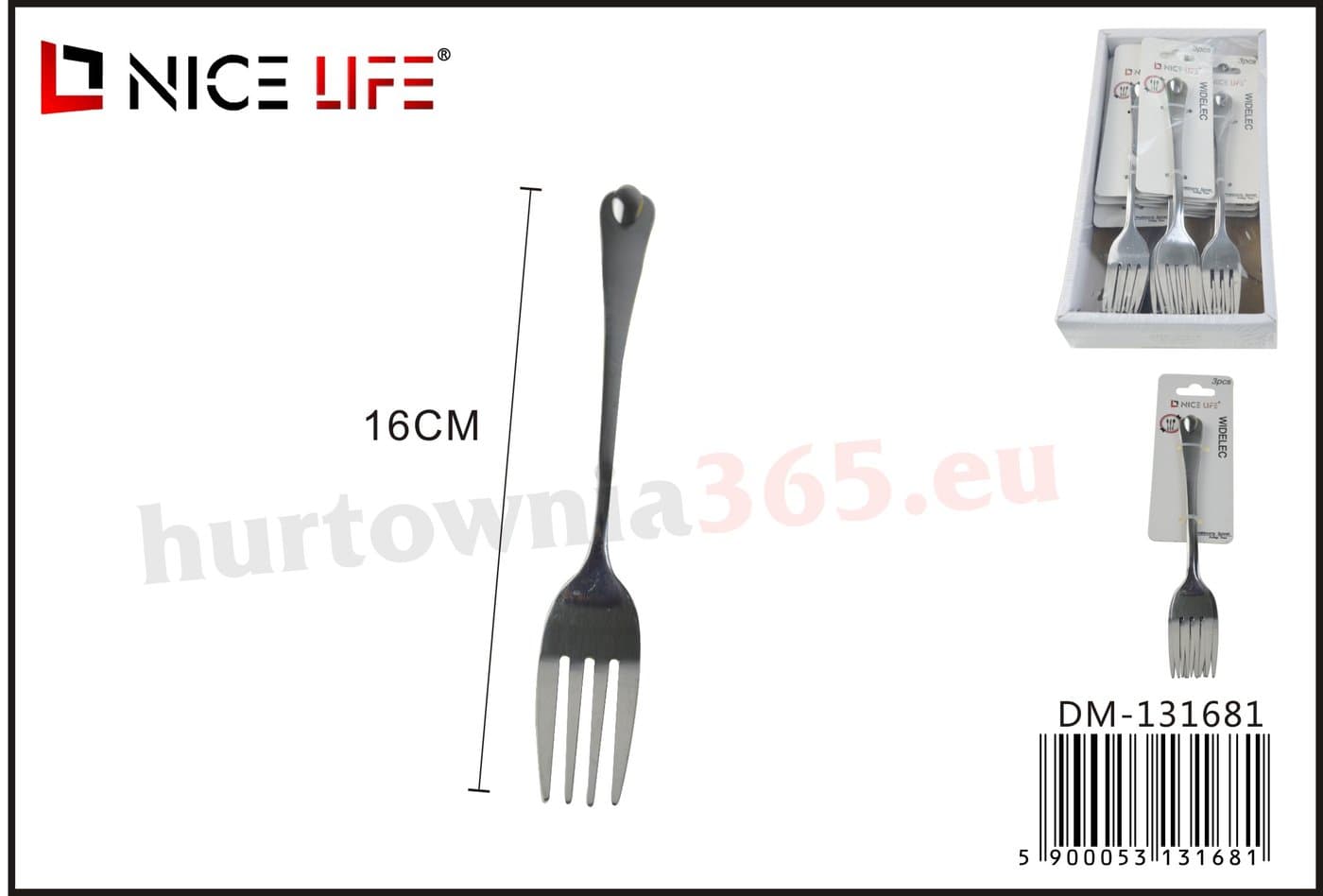 Widelec stołowy czterozębny z ozdobną metalową rękojeścią