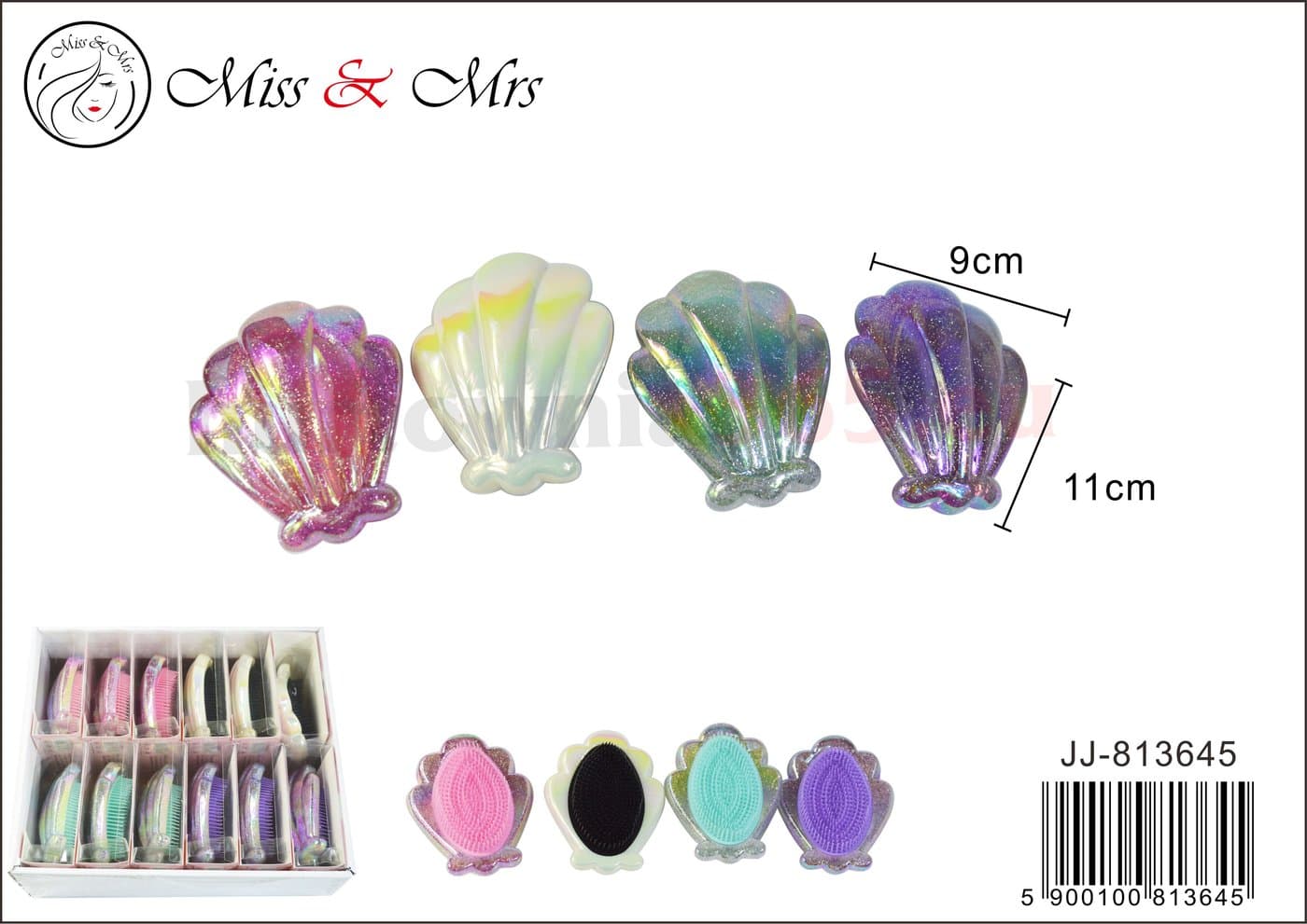 Szczotka do włosów w kształcie muszli, plastikowa