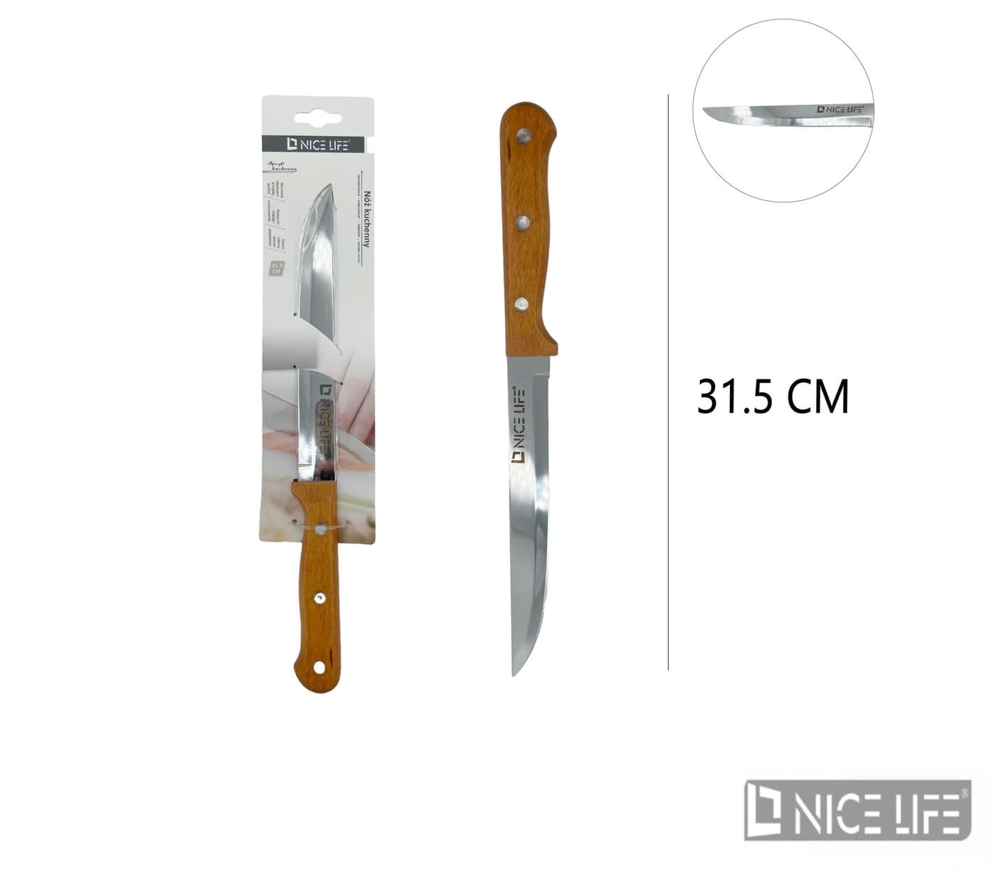 Nóż kuchenny z drewnianą rękojeścią 31,5 cm