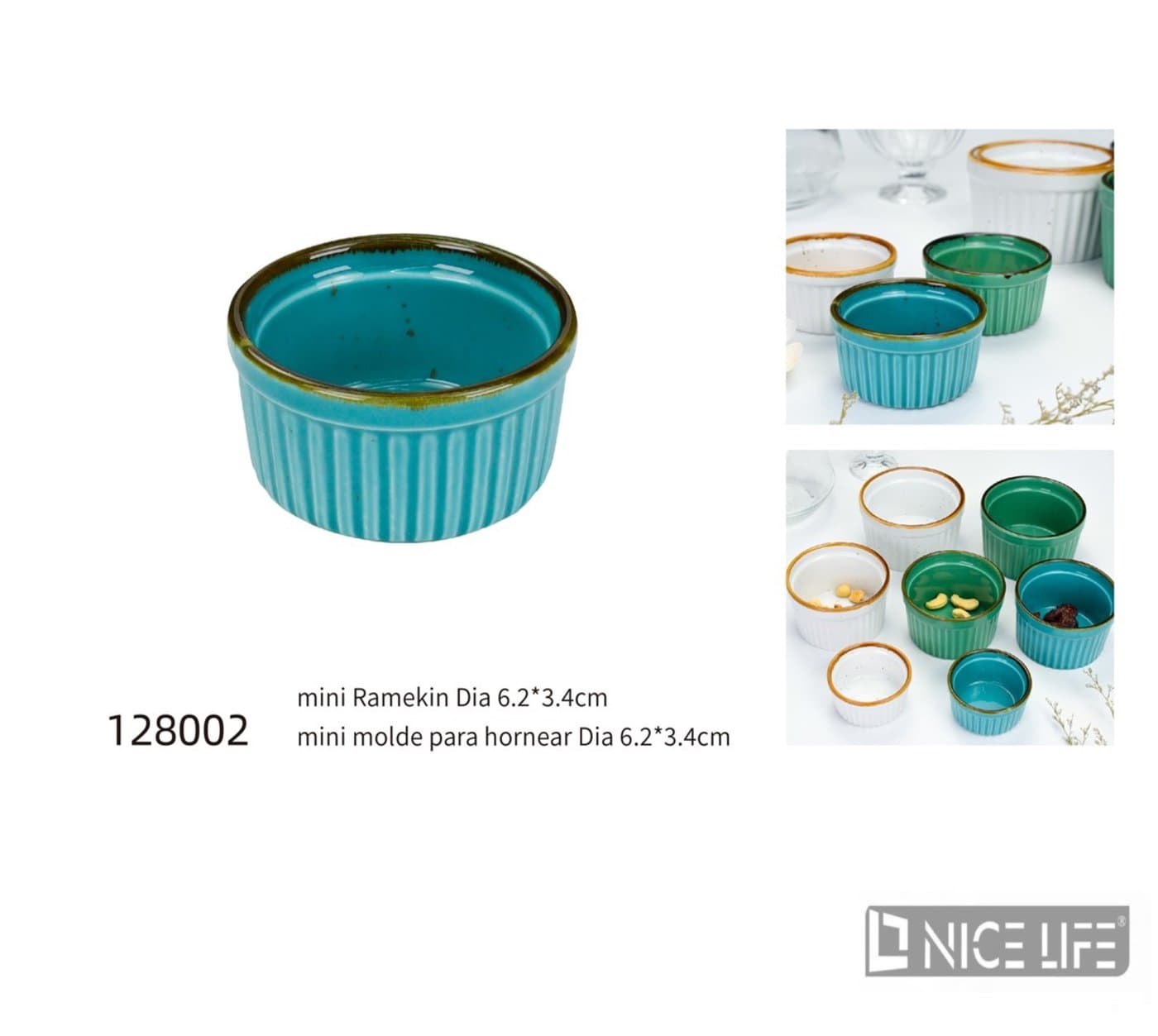 Forma do pieczenia mini ceramiczna turkusowa 6,2 × 3,4