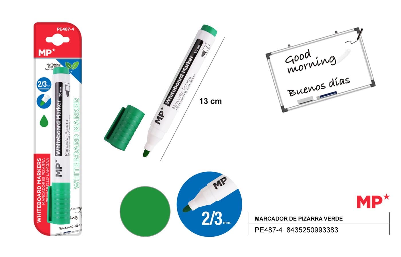 Marker do tablic zielony 2-3MM MP