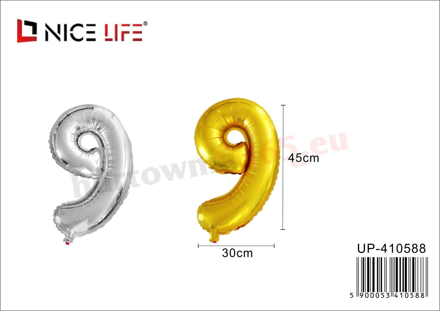 Balon foliowy cyfra 9 złoty i srebrny do dekoracji urodzinowych